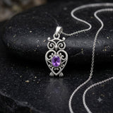 Filigree Owl  Sterling Silver Pendant with Gemstone TPD6620