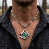 Celtic Wolf with Triquetra and Gemstone Sterling Silver Pendant TPD6671