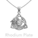 Celtic Wolf with Triquetra and Gemstone Sterling Silver Pendant TPD6671