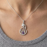 Celtic Cat Sterling Silver Pendant With Gemstone TPD6677