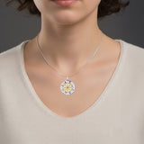 Compass Gemstone Pendant In Sterling Silver With 18K Gold Accent Ocean Nautical Design MPD683 by MPD683