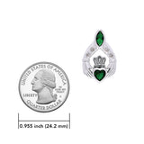 Claddagh with Heart and Marquise Gems Sterling Silver Slider Pendant TPD704