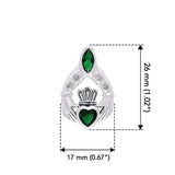 Claddagh with Heart and Marquise Gems Sterling Silver Slider Pendant TPD704