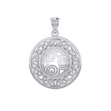 Celtic Knot Triskelion Spiral Silver Pendant TPD727