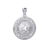 Celtic Knot Triskelion Spiral Silver Pendant TPD727 - Jewelry