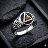 Celtic AA Symbol Sterling Silver Ring With Gemstone TR1020 From Peter Stone Recovery Collection by TR1020