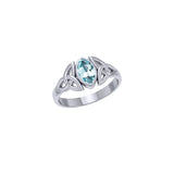 Celtic Knotwork Sterling Silver Ring with Gemstone TR556