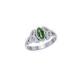 Celtic Knotwork Sterling Silver Ring with Gemstone TR556