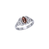 Celtic Knotwork Sterling Silver Ring with Gemstone TR556