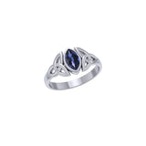 Celtic Knotwork Sterling Silver Ring with Gemstone TR556