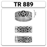 Five-Pointed Star & Celtic-Inspired Knotwork Sterling Silver Ring TR889 by TR889