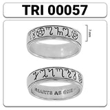 Theban Silver Handfasting Ring TRI057 with HEARTS AS ONE Engraving