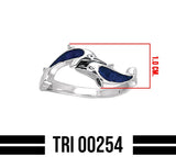 Twin Dolphins Sterling Silver Ring with Synthetic Paua Shell Enamel TRI254