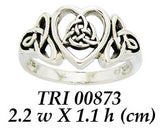 Celtic Knotwork Trinity Heart Sterling Silver Ring TRI873 by TRI873