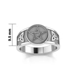 Pentacle with Trinity Knot Sterling Silver Ring TRI2103