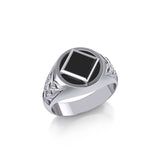 NA Recovery Symbol Sterling Silver Ring with Inlay TRI1287
