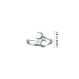Double Crescent Moon Sterling Silver Ring TRI1368