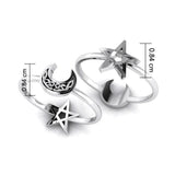 Celtic Crescent Moon and Star Sterling Silver 2 in 1 Ring TRI1681 by TRI1681