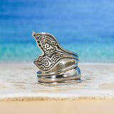 Aboriginal Whale Tail Sterling Silver Spoon Ring TRI1734 - Jewelry
