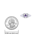 Peter Stone Small Silver Ring With Inlaid Sobriety Triangle Recovery Symbol From AA Recovery Collection TRI1932 by TRI1932