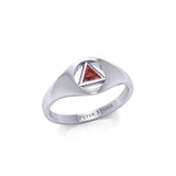 Peter Stone Small Silver Ring With Inlaid Sobriety Triangle Recovery Symbol From AA Recovery Collection TRI1932 by TRI1932