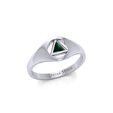 Peter Stone Small Silver Ring With Inlaid Sobriety Triangle Recovery Symbol From AA Recovery Collection TRI1932 by TRI1932