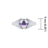 Peter Stone Small Silver Ring With Inlaid Sobriety Triangle Recovery Symbol From AA Recovery Collection TRI1932 by TRI1932