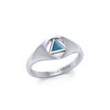 Peter Stone Small Silver Ring With Inlaid Sobriety Triangle Recovery Symbol From AA Recovery Collection TRI1932 by TRI1932