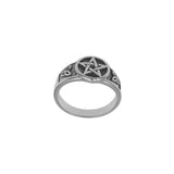 Pentacle with Trinity Knot Sterling Silver Ring