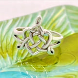 Celtic Father-Mother-Child "Family A Born For Eternity" Triquetra or Trinity Heart Silver Ring TRI2261