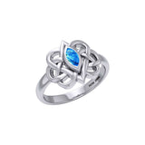 Celtic Double Heart And Infinity Ring Sterling Silver  With Gemstone TRI2388