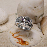 Celtic Double Heart And Trinity With Gemstone Ring TRI2392