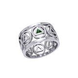 Recovery Silver Band Ring with Stone Inlay TRI2400