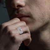 Recovery Silver Band Ring with Stone Inlay TRI2400 - Jewelry