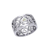 Recovery Silver Band Ring with Stone Inlay TRI2400 - Jewelry