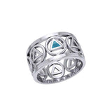 Recovery Silver Band Ring with Stone Inlay TRI2400