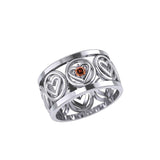 Heart Silver Band Ring With Gemstone TRI2403