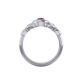Claddagh with Crescent Moon Silver Ring with Heart Gemstone TRI2410 - Jewelry