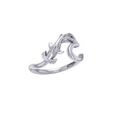 Hammerhead Shark with Wave Silver Ring TRI2428