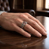 Sterling Silver Celtic Trinity Knot Mens Ring With Inlaid Recovery Symbol From AA Recovery Collection Sterling Silver