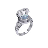 The Celtic Triquetra Silver Locket Ring with Gemstone TRI2436