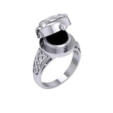 The Celtic Triquetra Silver Locket Ring with Gemstone TRI2436