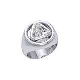 Large Men Silver Ring with Trillion-cut Gemstone TRI2446 - Jewelry