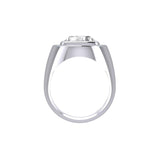 Large Men Silver Ring with Trillion-cut Gemstone TRI2446 - Jewelry