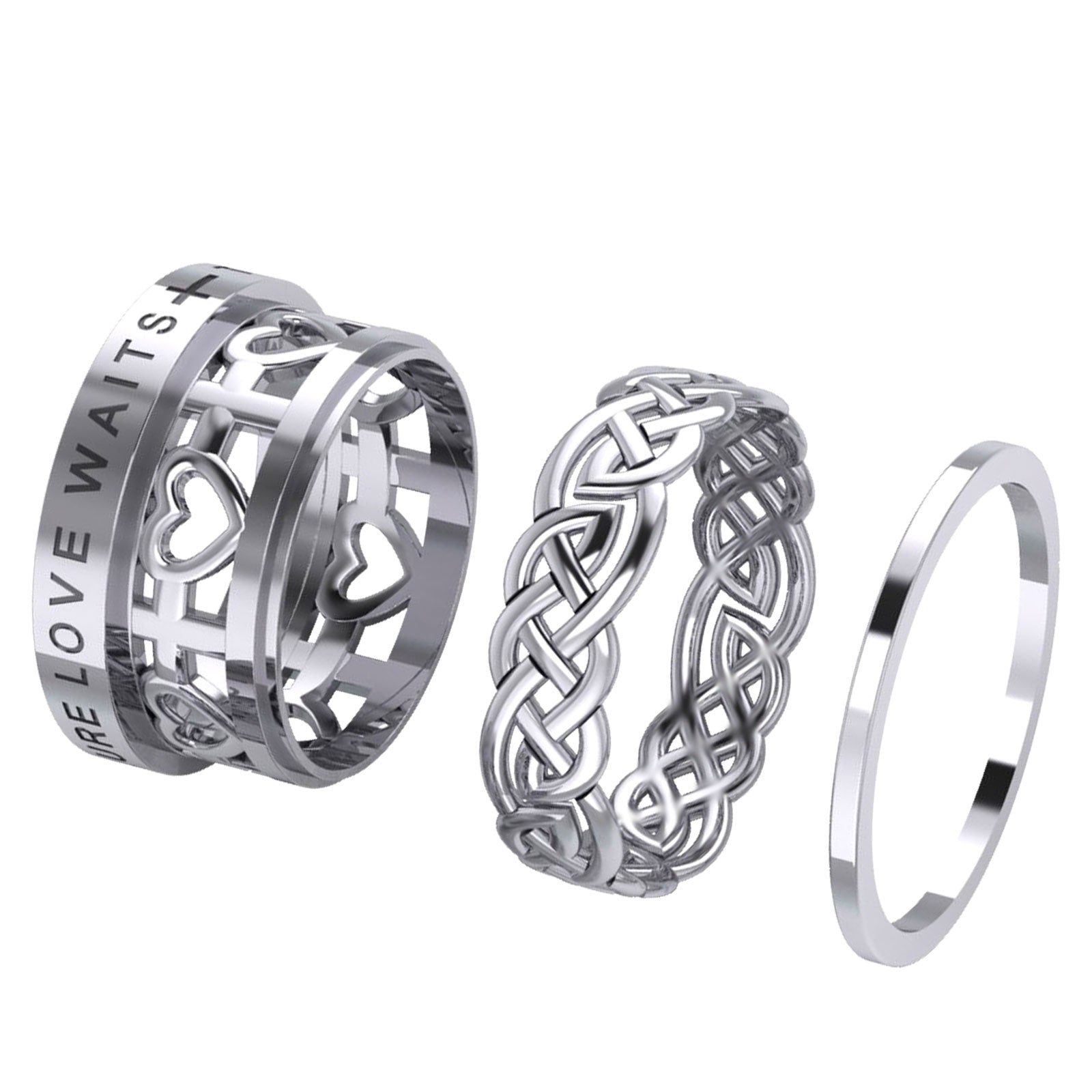 Peter Stone True Love Waits Celtic Silver Spinner Ring TRI2449