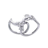 Oceanic Bonds Sterling Silver Friendly Dolphins Puzzle Ring by Peter Stone TRI2472