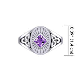Silver Celtic Trinity Knot Ring with Gemstone NA Recovery Symbol TRI2493 - Wholesale Jewelry