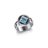 NA Recovery Silver Band Ring with Gemstone TRI2495 - Wholesale Jewelry