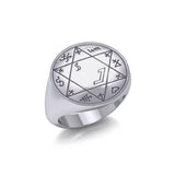 Successful Business Solomon Seal Silver Signet Men Ring TRI2498