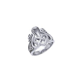 Triple Snake with Celtic Heart Sterling Silver Ring TRI2567